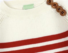 FUB ecru/crimson red rib sweater